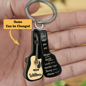 PERSONALIZED GUITAR BAG GOD SAYS YOU ARE ACRYLIC KEYCHAIN