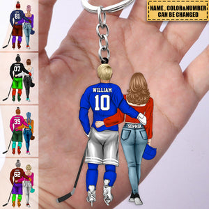 Personalized Ice Hockey Couple Acrylic Keychain-Gift For Ice Hockey Lovers
