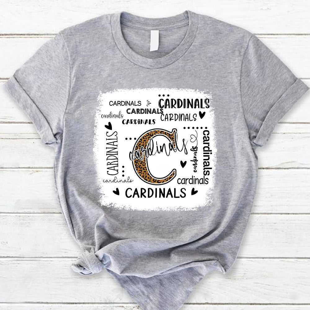 Cardinals Leopard Teacher T-Shirt