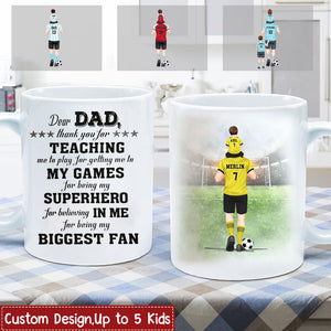Personalized Soccer Dad And Child Best Dad Ever & Thank You Teaching Me Custom Mug - Gift For Soccer Lovers