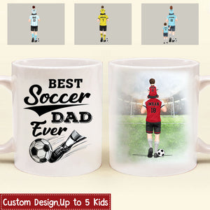 Personalized Soccer Dad And Child Best Dad Ever & Thank You Teaching Me Custom Mug - Gift For Soccer Lovers