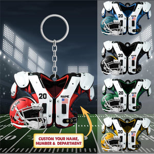 Personalized American Football Shoulder Pads And Helmet Acrylic Keychain