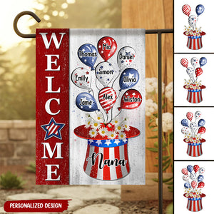4th of July Balloons With Uncle Sam Hat Personalized Garden House Grandma Mama Auntie Flag