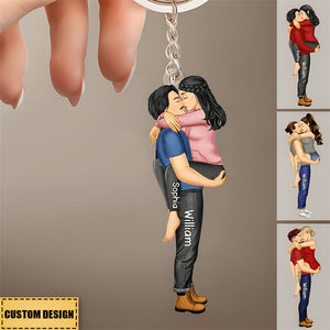 Couple Kissing - Gift For Couples - Personalized Acrylic Keychain