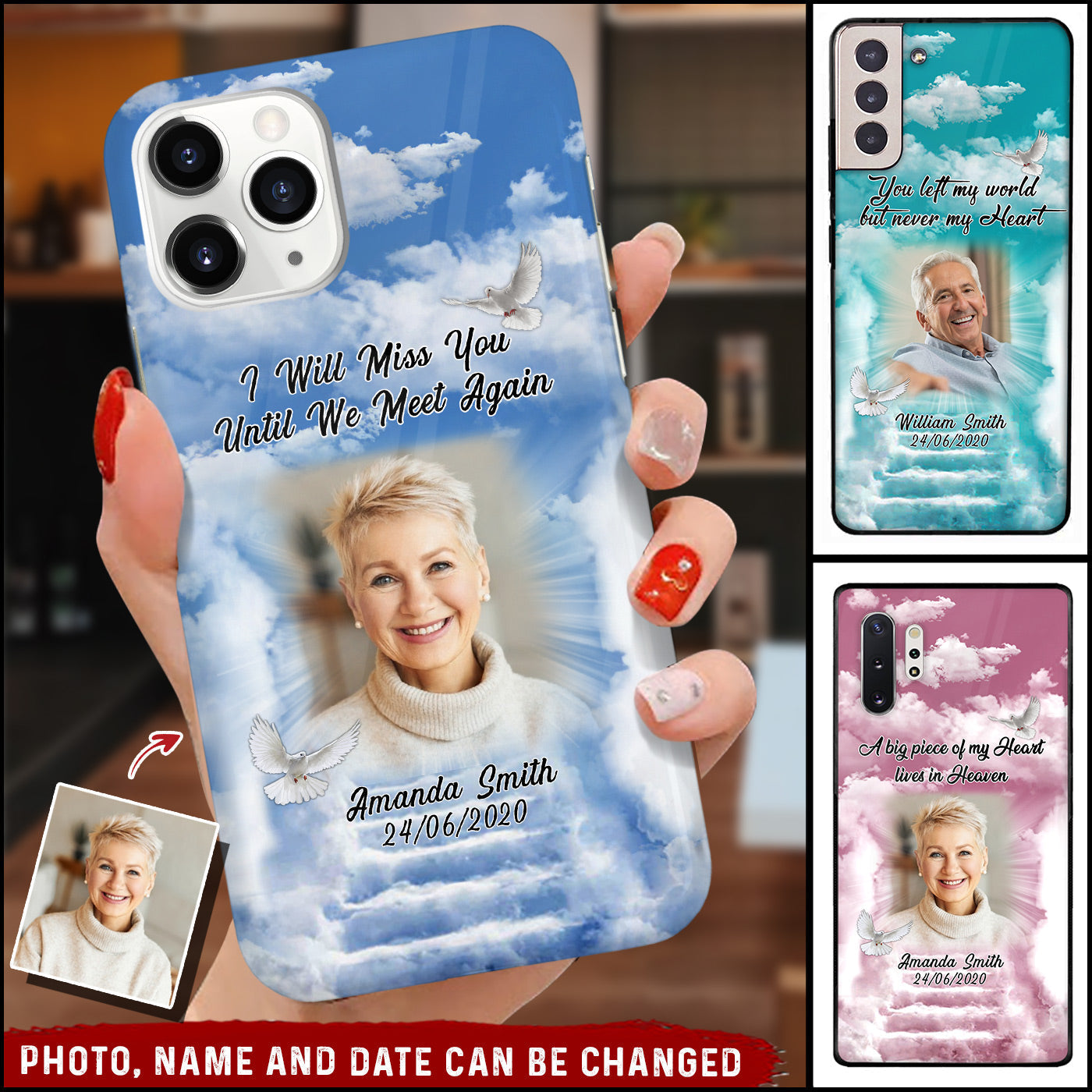 Until We Meet Again Custom Photo Personalized Memorial Glass Phone case