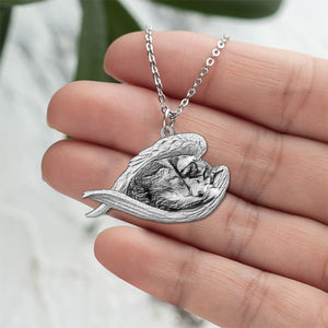 Alaskan Malamute Sleeping Angel Necklace