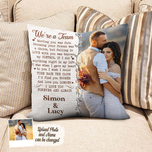 We're A Team Personalized Photo Pillow Gift For Couple