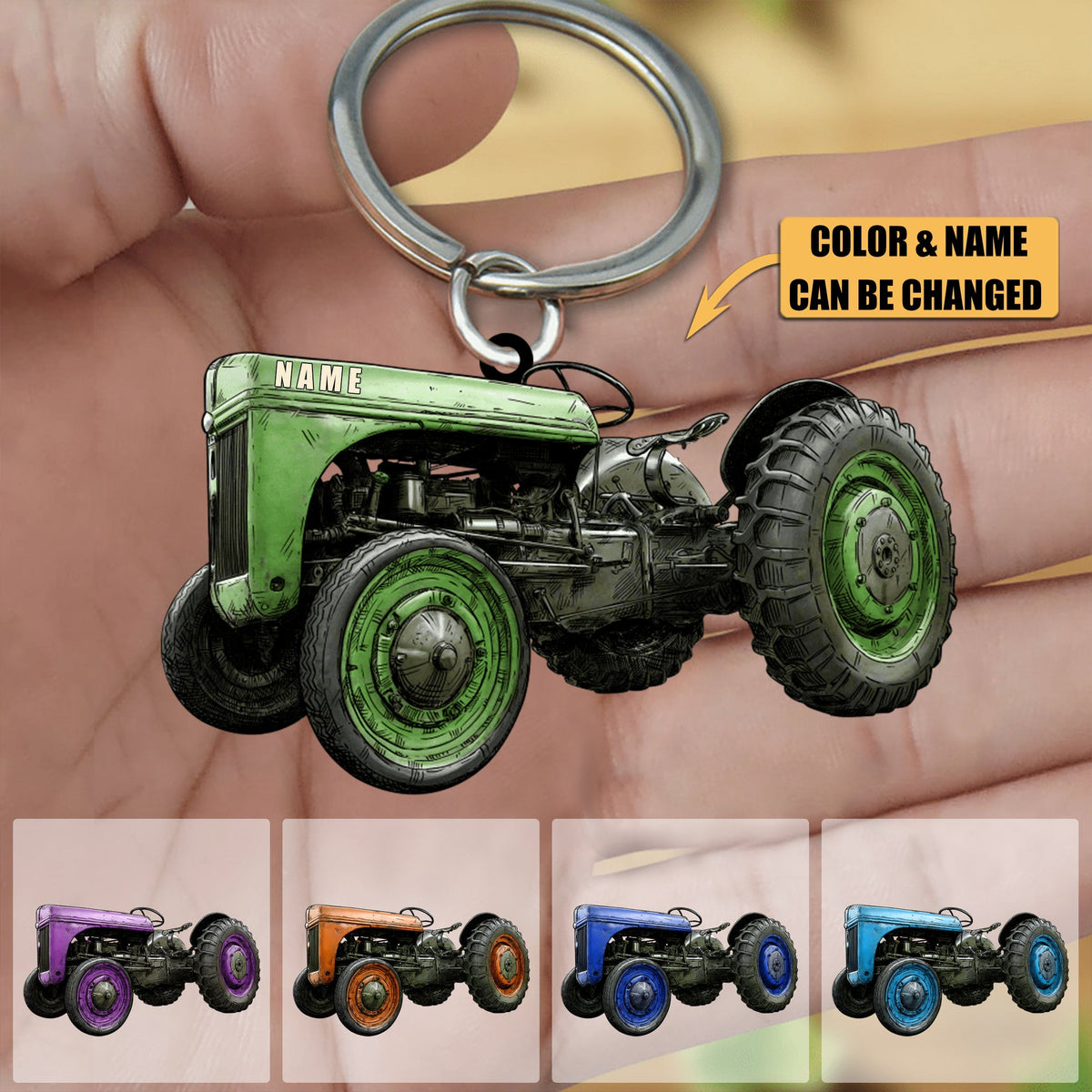 Personalized Farmer Tractor Acrylic Keychain - Gift For Farmer