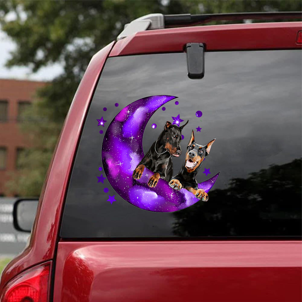 Doberman I Love You To The Moon Decal