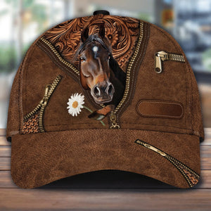 Personalized Horse Holding Daisy Unisex Cap