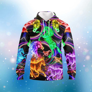 Colorful Neon Horse 3D Hoodie-Gift For Horse Lovers 3D Hoodie