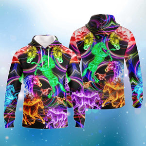 Colorful Neon Horse 3D Hoodie-Gift For Horse Lovers 3D Hoodie