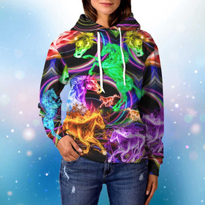 Colorful Neon Horse 3D Hoodie-Gift For Horse Lovers 3D Hoodie