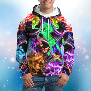 Colorful Neon Horse 3D Hoodie-Gift For Horse Lovers 3D Hoodie