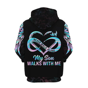 Never Walk Alone My Love Walks With Me Personalized All Over Print Hoodie