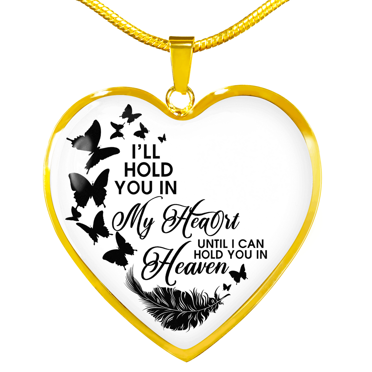 Personalized Memorial Heart Necklace I Will Hold In My Heart