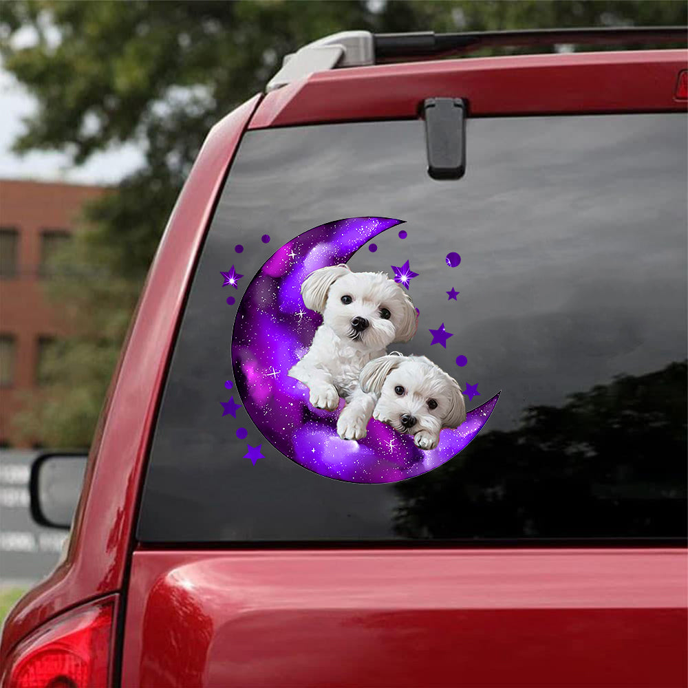 Maltese I Love You To The Moon Decal