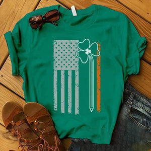Shamrock Pencil Teacher Flag St Patrick Day Personalized Unisex T-shirt