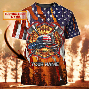 Personalized Name 3D Tshirt For Firefighter