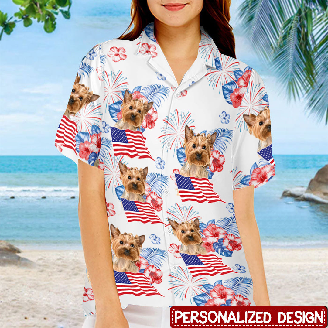 Custom Photo Roll Out Those Crazy Days Of Summer - Dog & Cat Personalized Custom Unisex Patriotic Tropical Hawaiian Aloha Shirt - Independence Day, 4th Of July, Summer Vacation Gift, Gift For Pet Owners, Pet Lovers