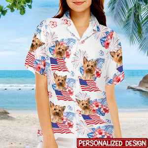 Custom Photo Roll Out Those Crazy Days Of Summer - Dog & Cat Personalized Custom Unisex Patriotic Tropical Hawaiian Aloha Shirt - Independence Day, 4th Of July, Summer Vacation Gift, Gift For Pet Owners, Pet Lovers