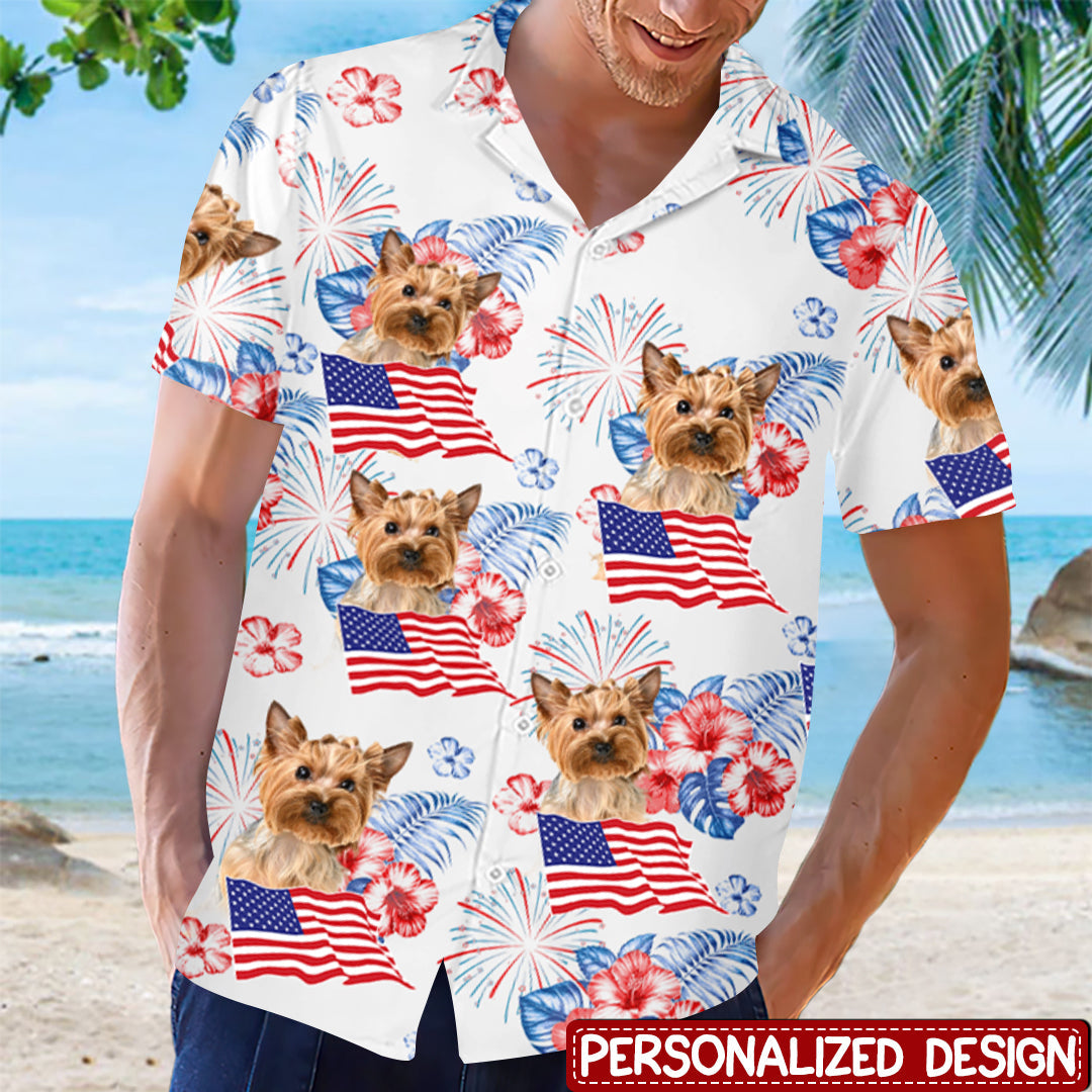 Custom Photo Roll Out Those Crazy Days Of Summer - Dog & Cat Personalized Custom Unisex Patriotic Tropical Hawaiian Aloha Shirt - Independence Day, 4th Of July, Summer Vacation Gift, Gift For Pet Owners, Pet Lovers