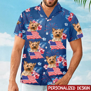 Custom Photo Roll Out Those Crazy Days Of Summer - Dog & Cat Personalized Custom Unisex Patriotic Tropical Hawaiian Aloha Shirt - Independence Day, 4th Of July, Summer Vacation Gift, Gift For Pet Owners, Pet Lovers