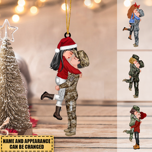 Personalized Military Couple Hugging Hanging Ornament-Merry Christmas&Happy New Year