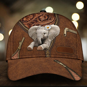 Personalized Cute Elephant Daisy Unisex Cap