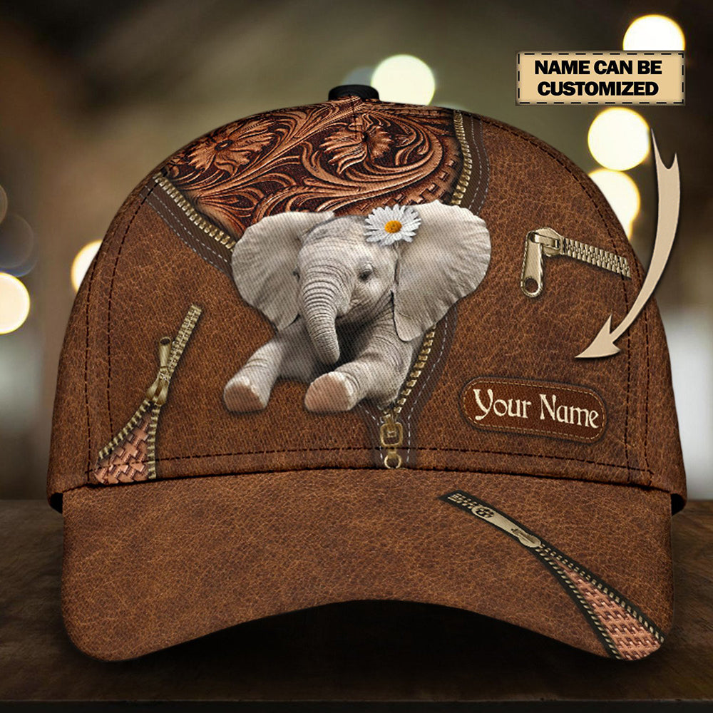 Personalized Cute Elephant Daisy Unisex Cap