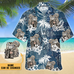 Military Uniform - Boots & Hat Personalized Hawaiian Shirt
