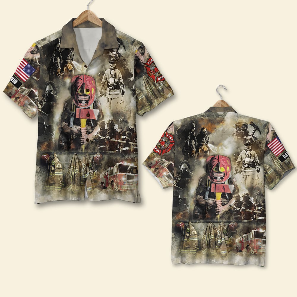 Firefighter Tasks, Hawaiian Shirt, Firefighter Working Scene, Gifts for Firefighters