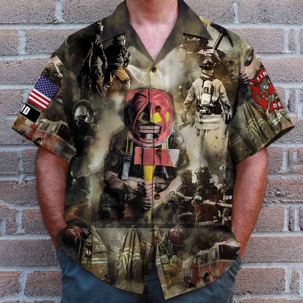 Firefighter Tasks, Hawaiian Shirt, Firefighter Working Scene, Gifts for Firefighters