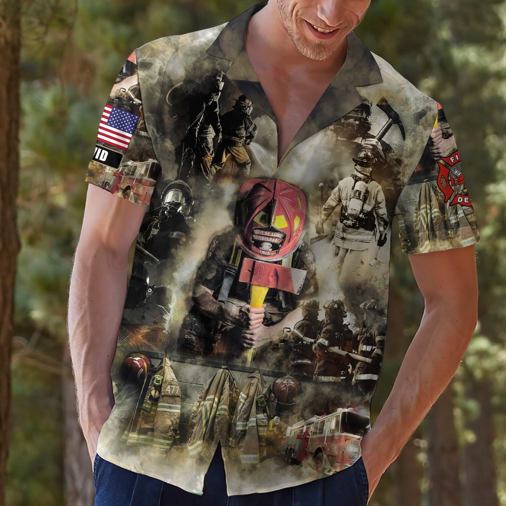 Firefighter Tasks, Hawaiian Shirt, Firefighter Working Scene, Gifts for Firefighters
