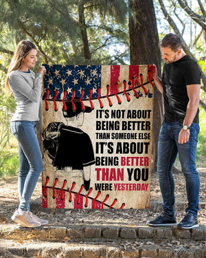 Personalized It's being better than you were yesterday Quilt, Fleece Blanket-Gift For Baseball Lovers